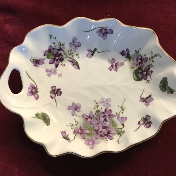 Antique Hammersley Victorian Violets small Oval bowl England - Picture 1 of 4